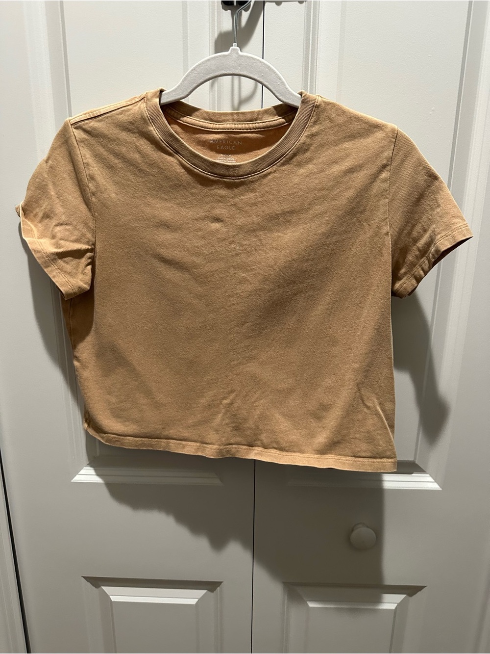 American Eagle Outfitters Cropped Tee in Tan